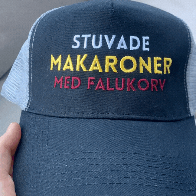 Stuvade makaroner med falukorv - Truckerkeps