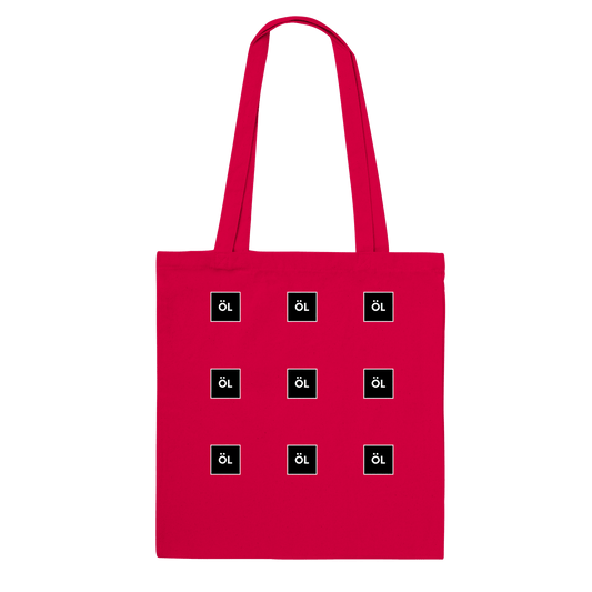 Öl i fyrkant - Tygpåse Röd