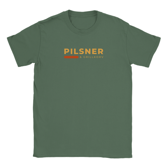 Pilsner och grillkorv - T-shirt Militärgrön