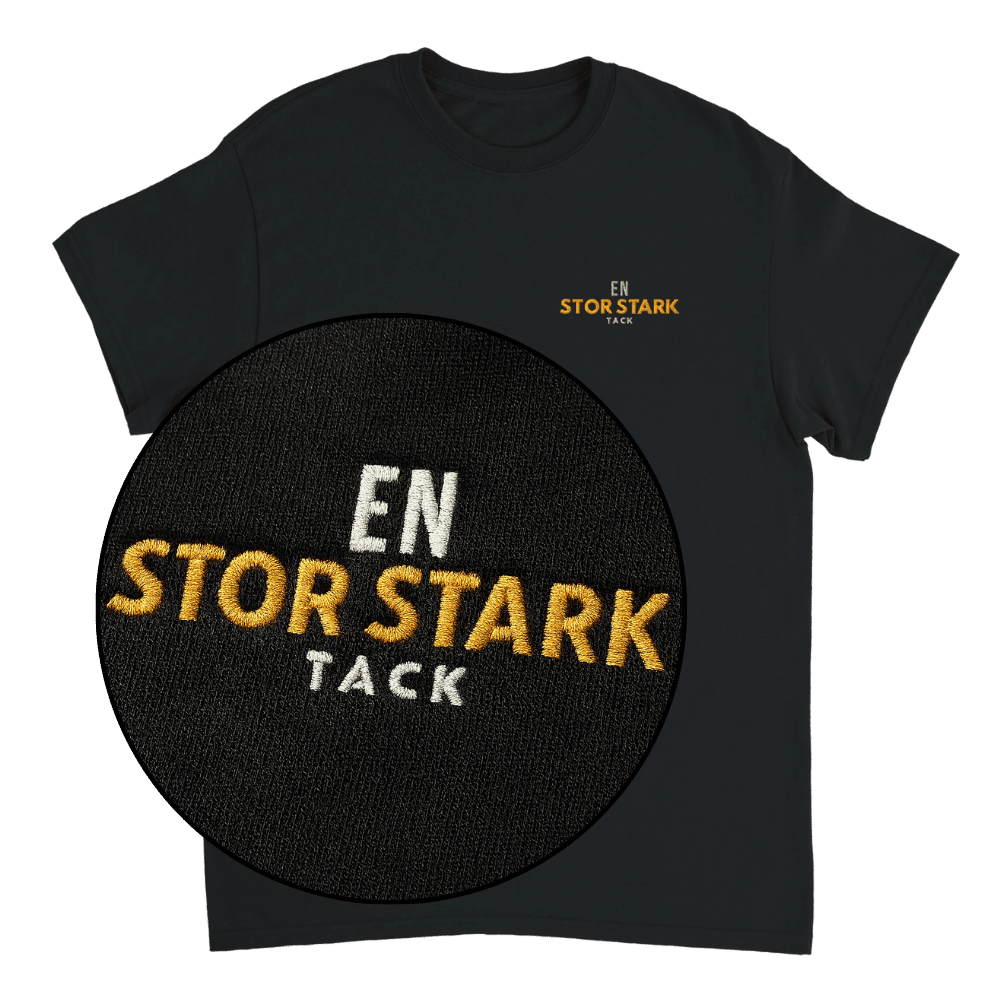 En stor stark tack - T-shirt med brodyr 