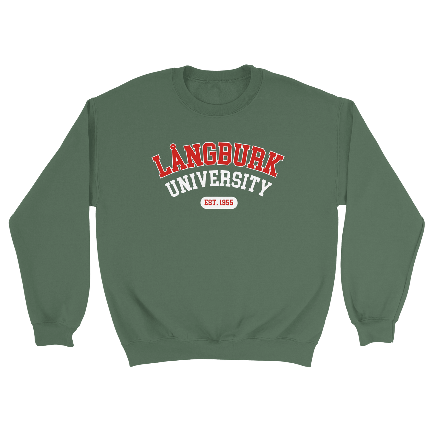 Långburk University Est. 1955 - Sweatshirt Militärgrön