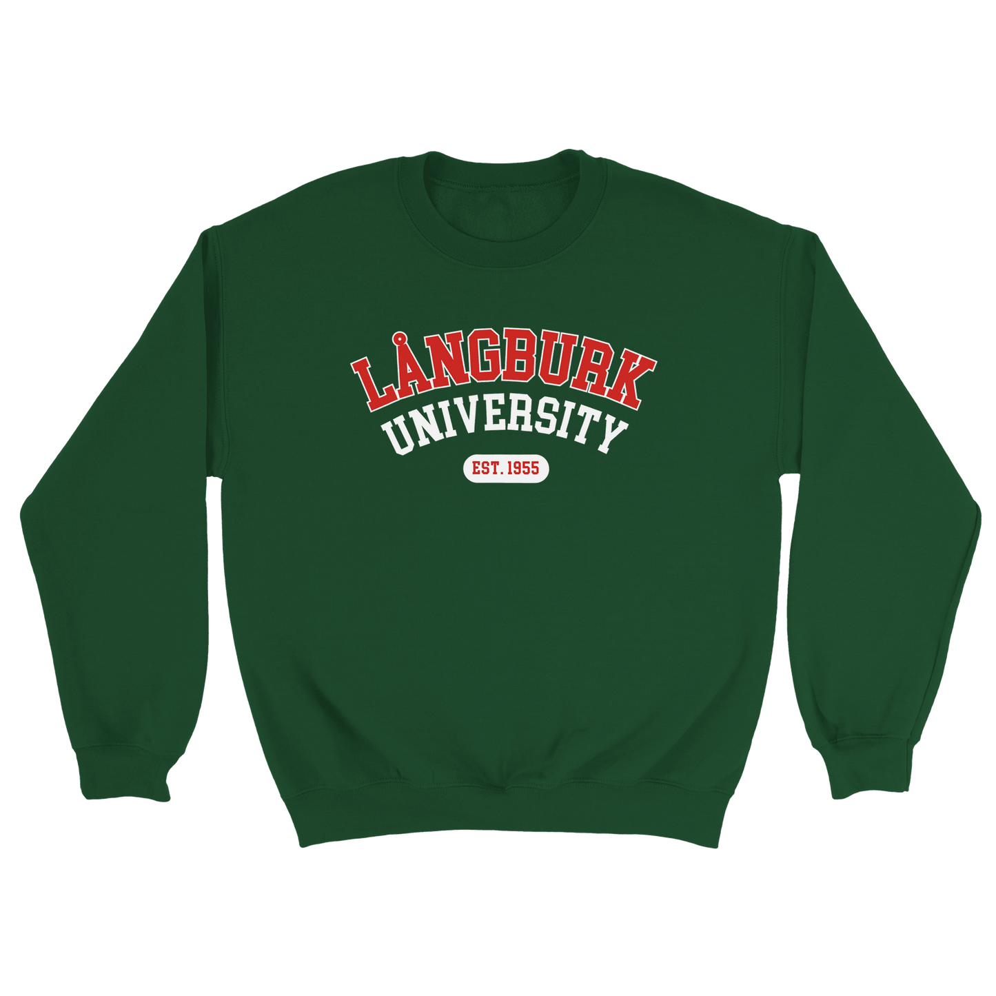 Långburk University Est. 1955 - Sweatshirt Mossgrön