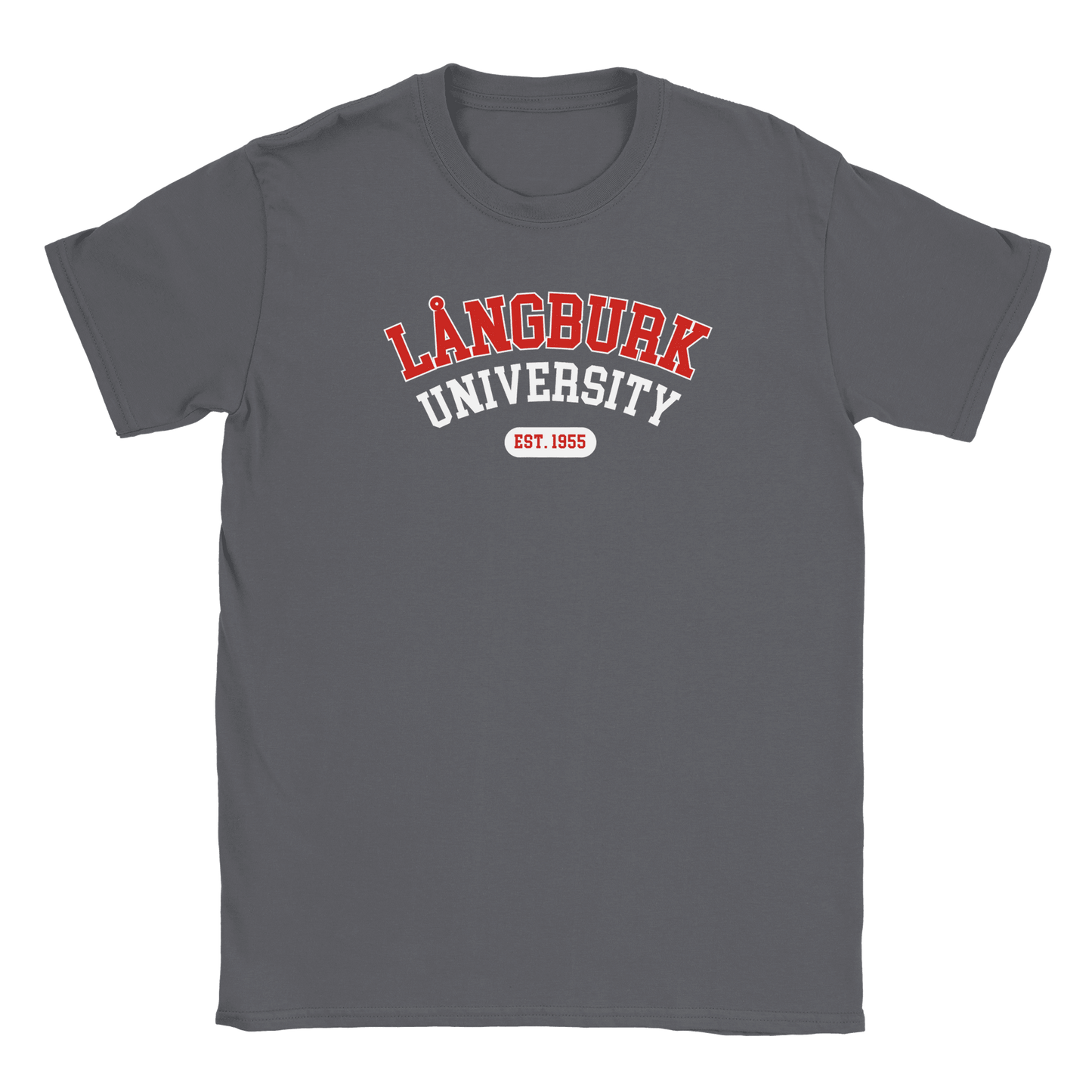 Långburk University Est. 1955 - T-shirt Kolgrå