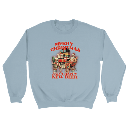 Merry Christmas and a Happy New Beer - Sweatshirt Ljusblå