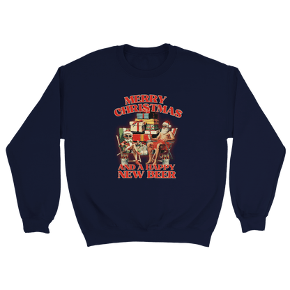 Merry Christmas and a Happy New Beer - Sweatshirt Marinblå