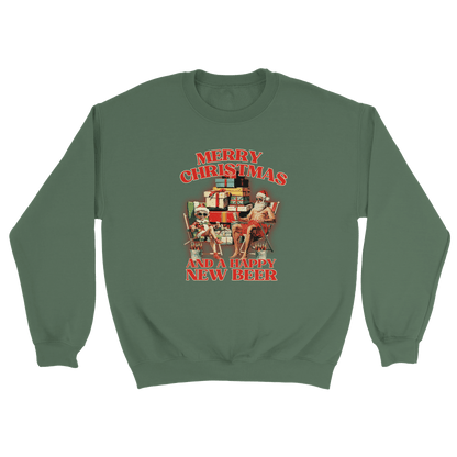 Merry Christmas and a Happy New Beer - Sweatshirt Militärgrön