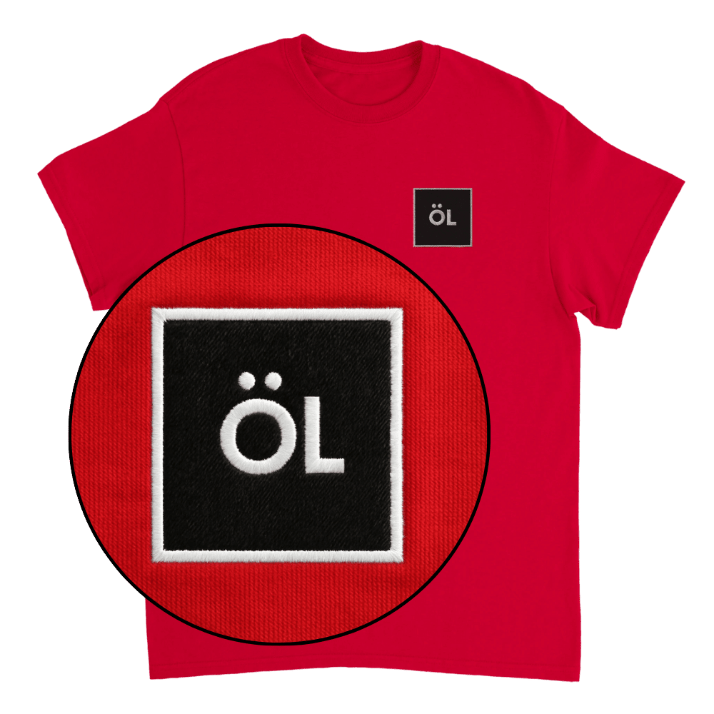 Öl i fyrkant - T-shirt med brodyr 