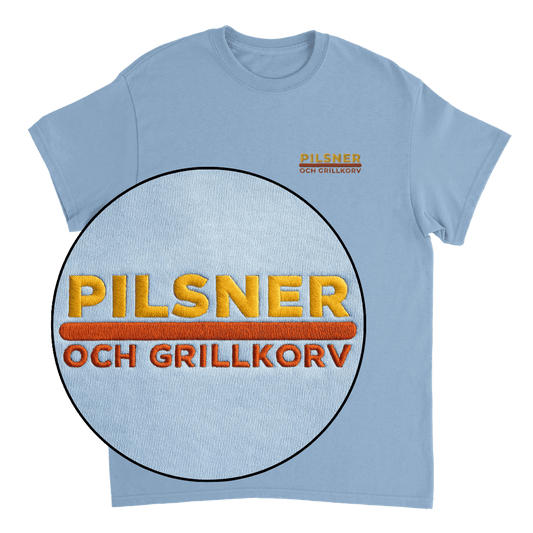 Pilsner och grillkorv - T-shirt med brodyr 
