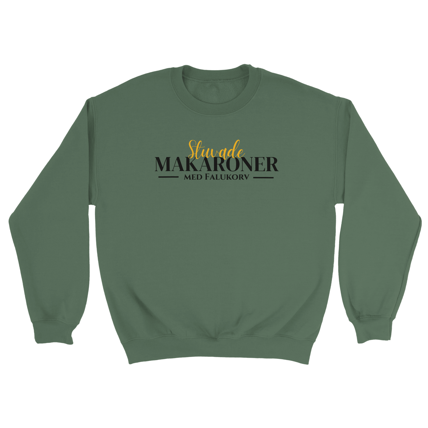 Stuvade makaroner med falukorv - Sweatshirt Militärgrön