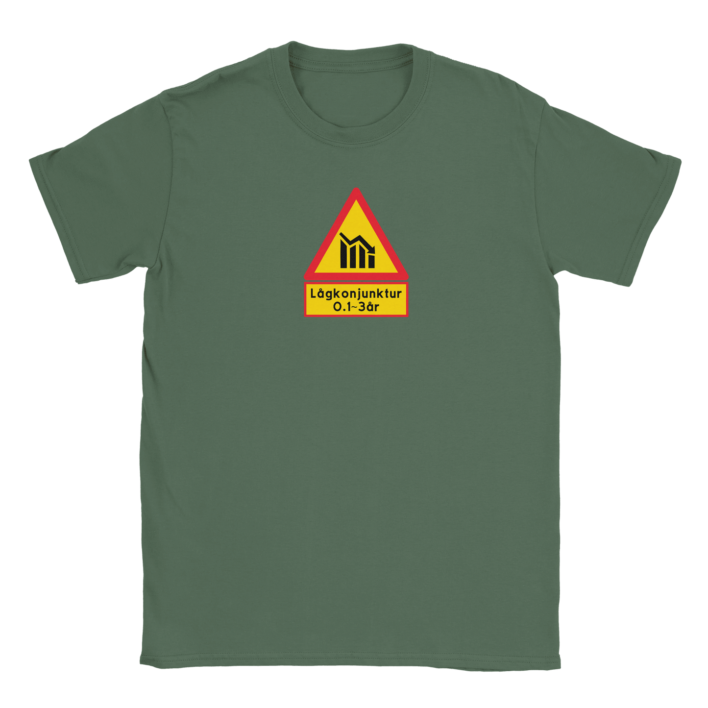 Lågkonjunktur Varningsskylt - T-shirt Militärgrön