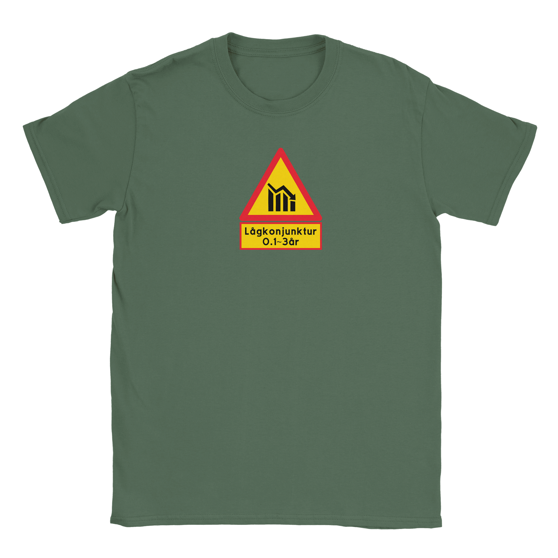 Lågkonjunktur Varningsskylt - T-shirt Militärgrön