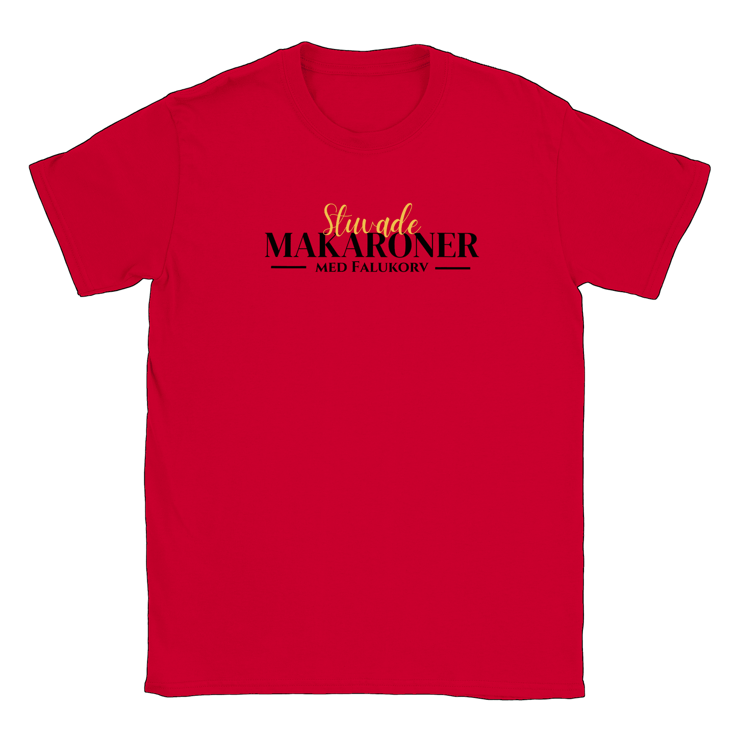 Stuvade makaroner med falukorv - T-shirt Röd